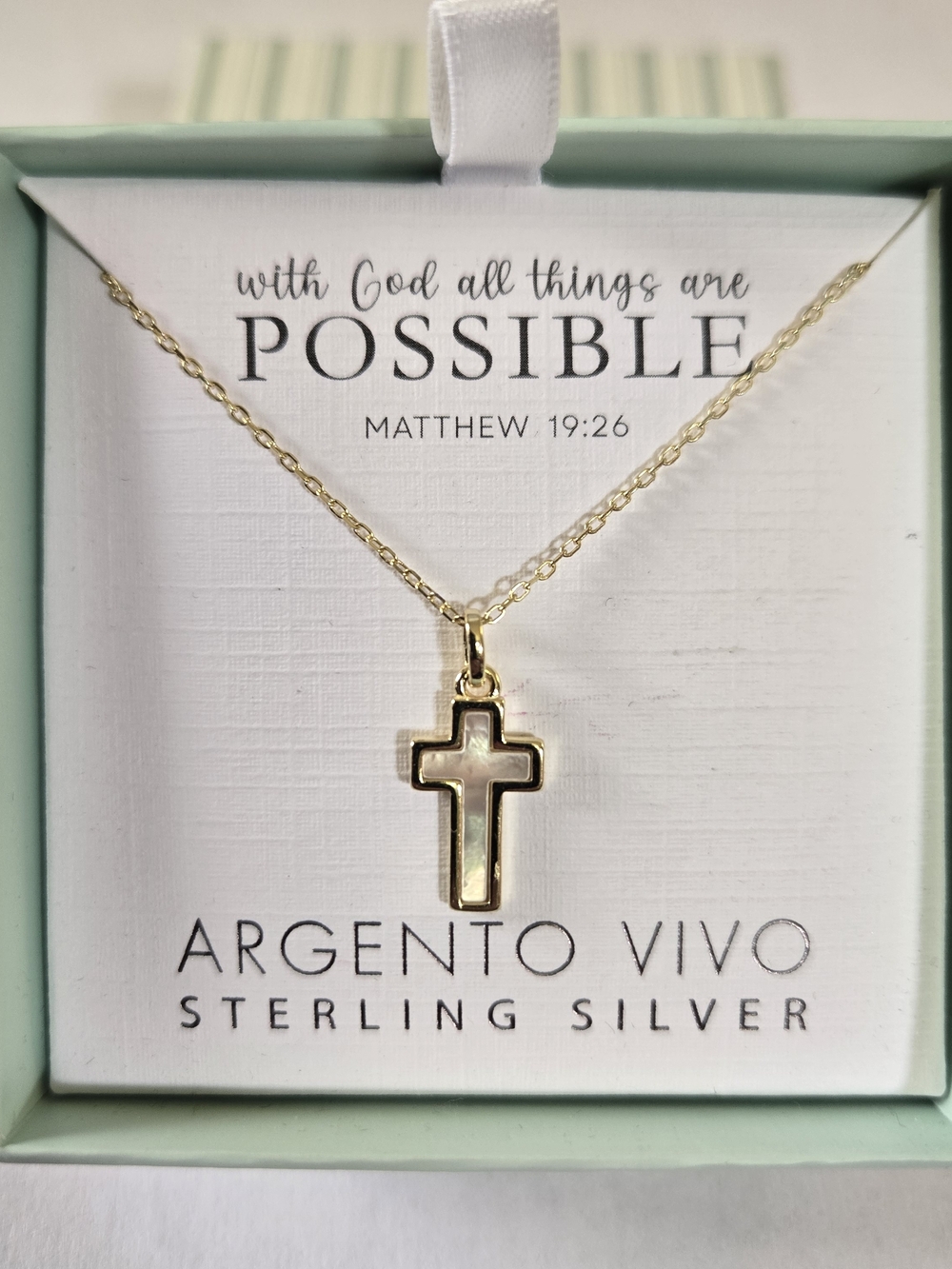 Argento Vivo Gold Plated Over Sterling Silver Cross Necklace